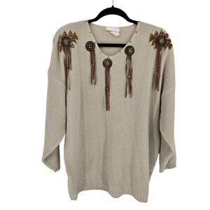 Cover charge womens OS cream western cowgirl rodeo suede tassel button buckle